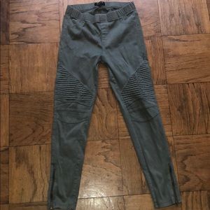 Olive green motto Jeggings